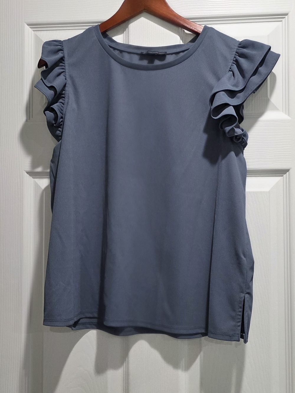 Adrianna Papell Slate Blue Ruffle Sleeve Blouse